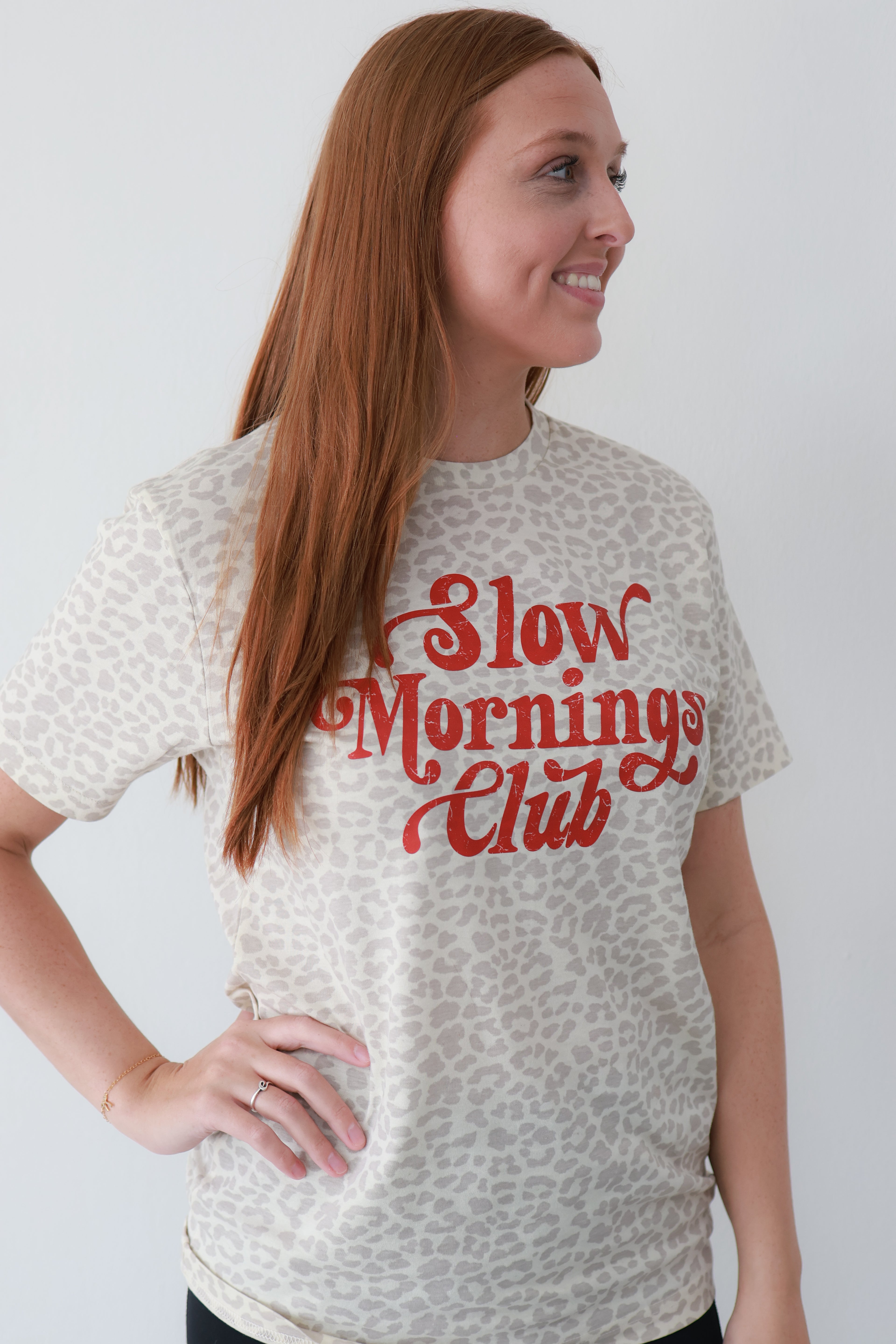 Slow Mornings Club Leopard Tee