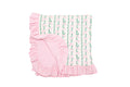 Pink bow and floral bamboo baby blanket 