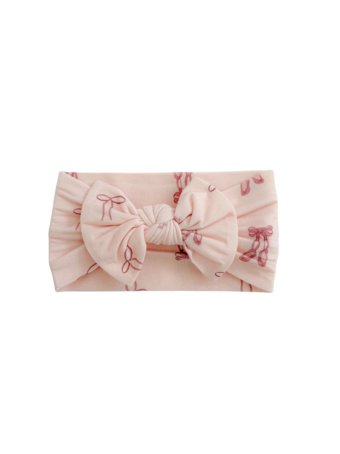 Pink ballet print bamboo knot bow baby headband