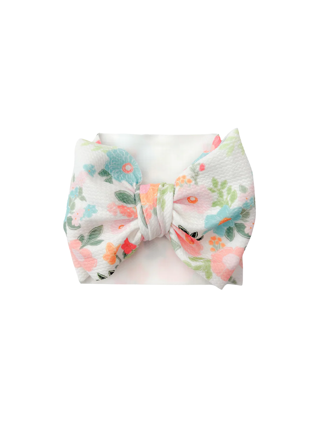 Floral-patterned bow on a white background