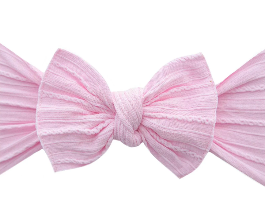 Pink Cable Knit Knot Headband