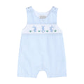 Light Blue Seersucker Easter Bunny Smocked Overalls